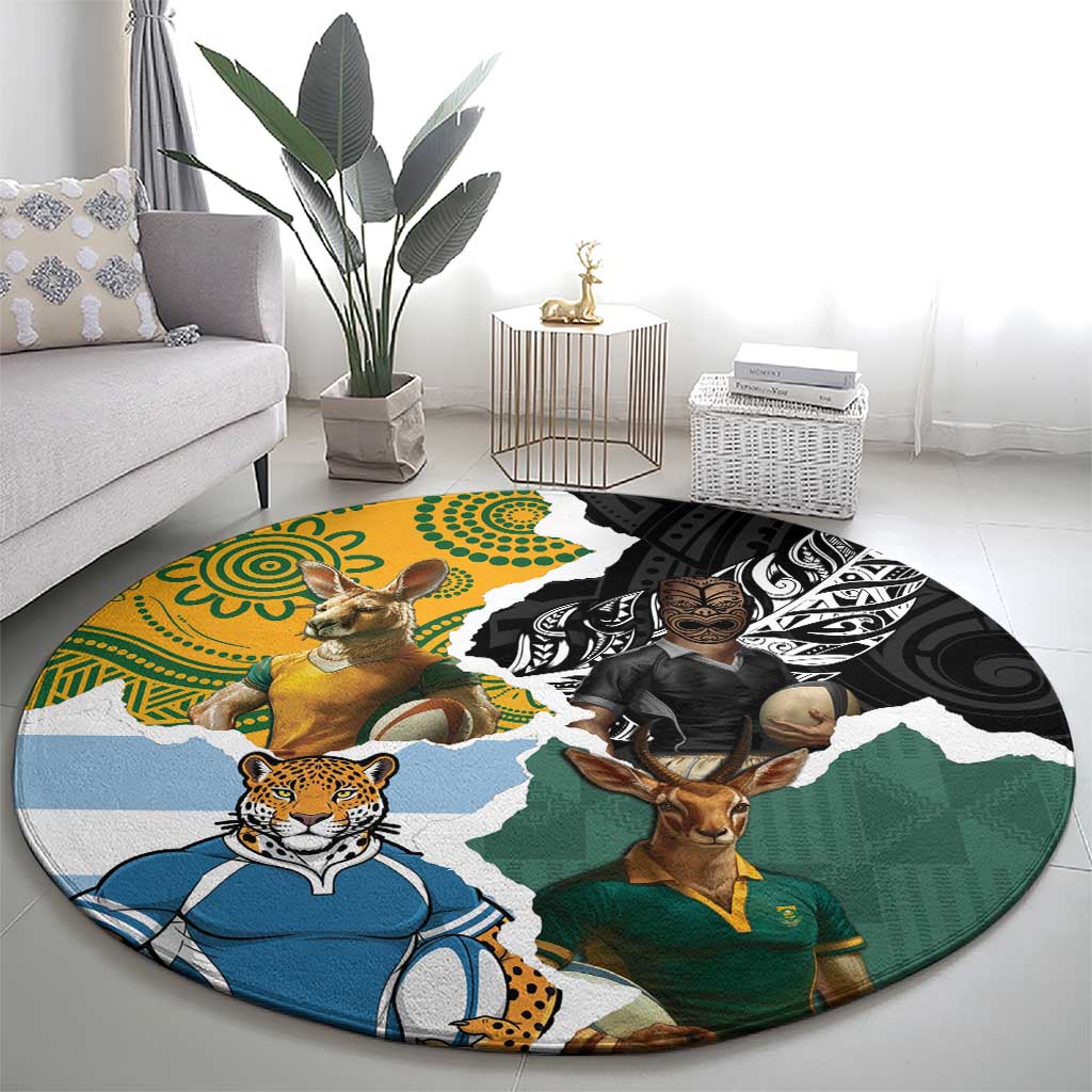 Rugby 2025 Championship Round Carpet Southern Hemisphere Countries Mascots LT14 - Polynesian Pride