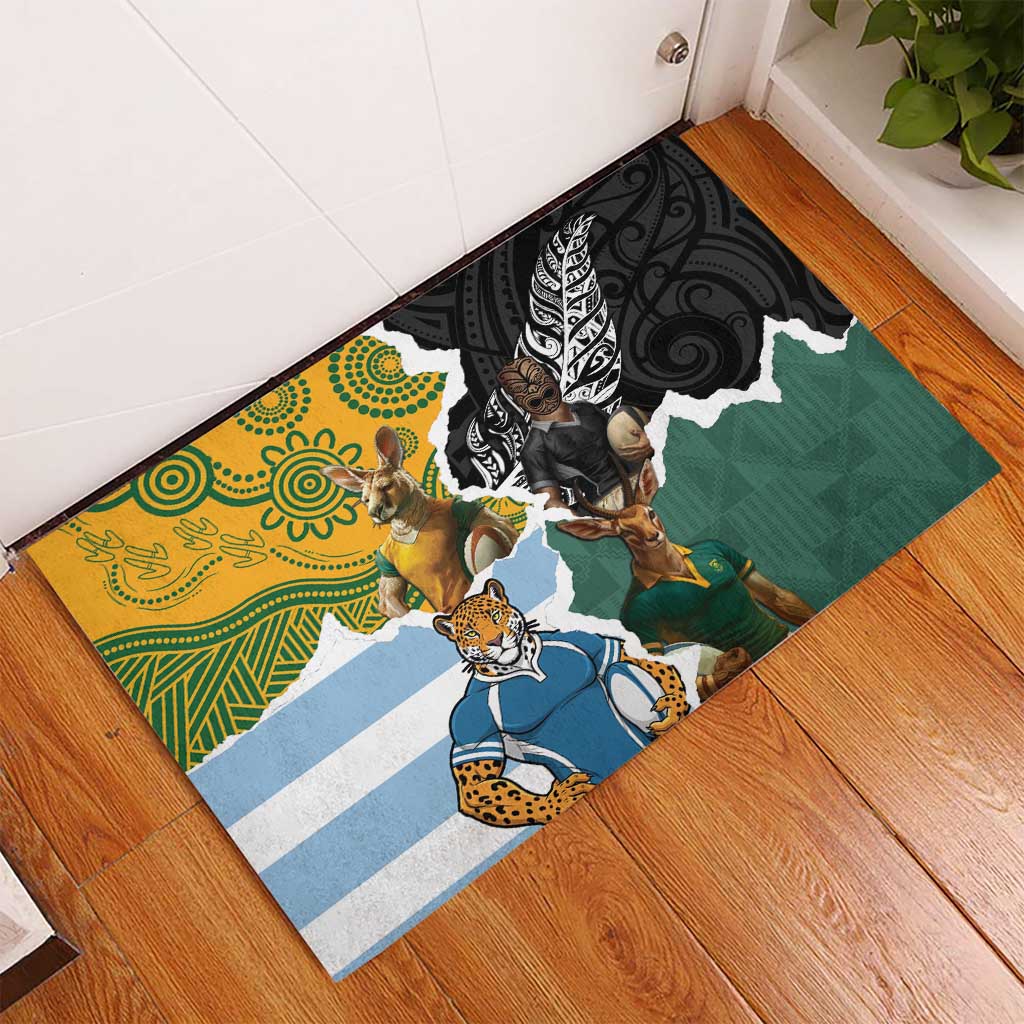 Rugby 2025 Championship Rubber Doormat Southern Hemisphere Countries Mascots LT14 - Polynesian Pride