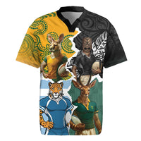 Personalised Rugby 2025 Championship Rugby Jersey Southern Hemisphere Countries Mascots LT14 Black - Polynesian Pride