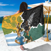Rugby 2025 Championship Sarong Southern Hemisphere Countries Mascots LT14 One Size 44 x 66 inches Black - Polynesian Pride