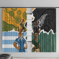 Rugby 2025 Championship Window Curtain Southern Hemisphere Countries Mascots LT14 With Hooks Black - Polynesian Pride