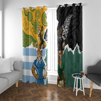 Rugby 2025 Championship Window Curtain Southern Hemisphere Countries Mascots LT14 With Grommets Black - Polynesian Pride
