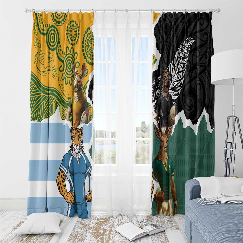 Rugby 2025 Championship Window Curtain Southern Hemisphere Countries Mascots LT14 - Polynesian Pride