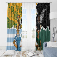 Rugby 2025 Championship Window Curtain Southern Hemisphere Countries Mascots LT14 - Polynesian Pride