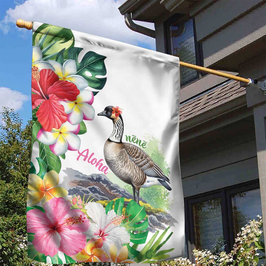 Aloha Hawaii Nene Goose Garden Flag Tropical Flowers Watercolor Stylized LT14 - Polynesian Pride