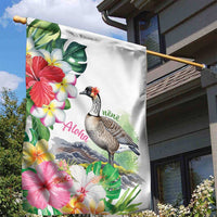 Aloha Hawaii Nene Goose Garden Flag Tropical Flowers Watercolor Stylized LT14 - Polynesian Pride
