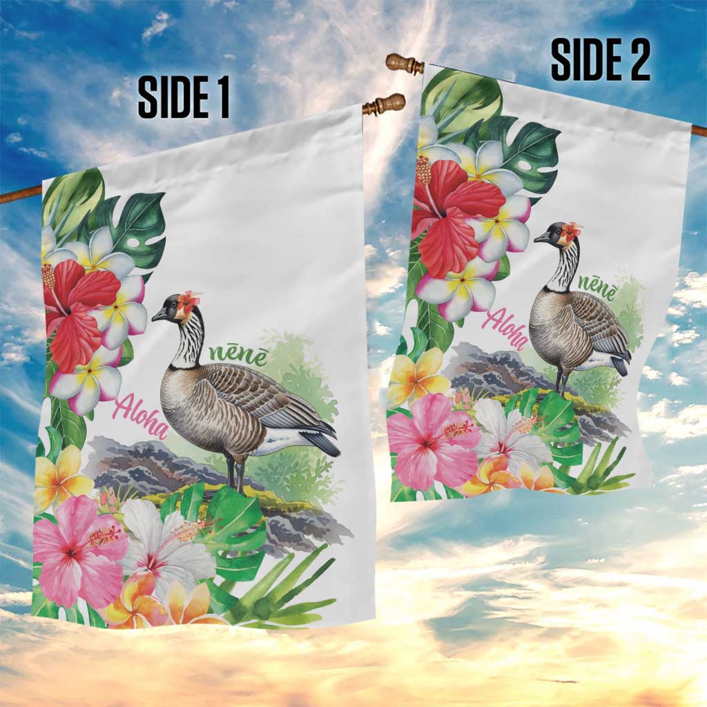 Aloha Hawaii Nene Goose Garden Flag Tropical Flowers Watercolor Stylized LT14 - Polynesian Pride