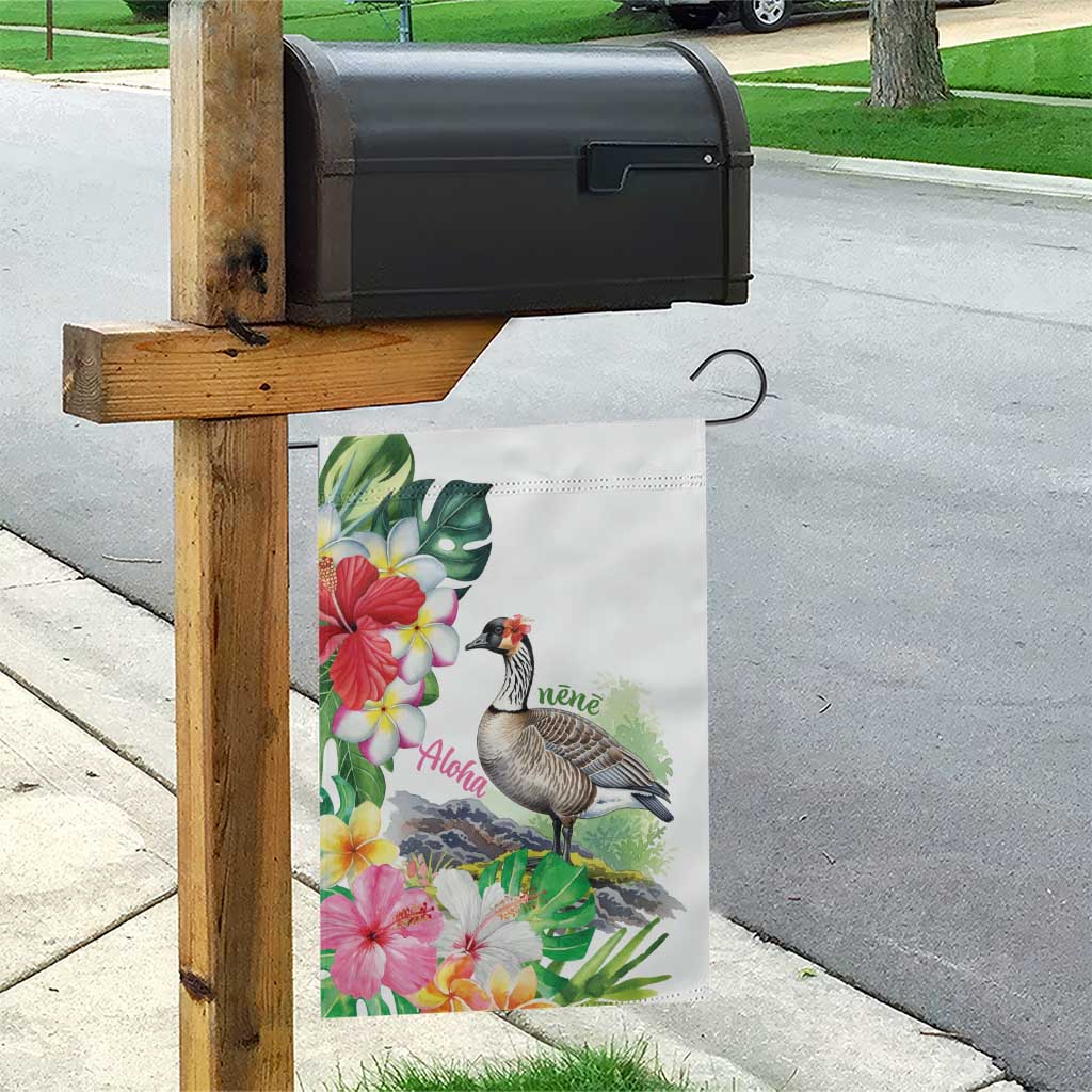 Aloha Hawaii Nene Goose Garden Flag Tropical Flowers Watercolor Stylized LT14 - Polynesian Pride