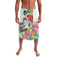 Aloha Hawaii Nene Goose Lavalava Tropical Flowers Watercolor Stylized LT14 White - Polynesian Pride