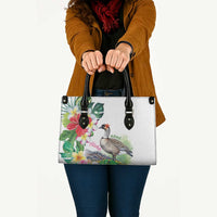 Aloha Hawaii Nene Goose Leather Bag Tropical Flowers Watercolor Stylized LT14 White - Polynesian Pride