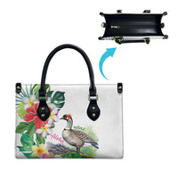 Aloha Hawaii Nene Goose Leather Bag Tropical Flowers Watercolor Stylized LT14 - Polynesian Pride