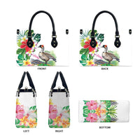 Aloha Hawaii Nene Goose Leather Bag Tropical Flowers Watercolor Stylized LT14 - Polynesian Pride