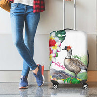 Aloha Hawaii Nene Goose Luggage Cover Tropical Flowers Watercolor Stylized LT14 - Polynesian Pride