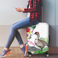 Aloha Hawaii Nene Goose Luggage Cover Tropical Flowers Watercolor Stylized LT14 - Polynesian Pride