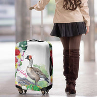 Aloha Hawaii Nene Goose Luggage Cover Tropical Flowers Watercolor Stylized LT14 - Polynesian Pride