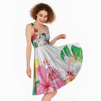Aloha Hawaii Nene Goose Midi Dress Tropical Flowers Watercolor Stylized LT14 - Polynesian Pride