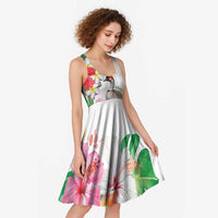 Aloha Hawaii Nene Goose Midi Dress Tropical Flowers Watercolor Stylized LT14 - Polynesian Pride