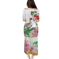 Aloha Hawaii Nene Goose Puletasi Tropical Flowers Watercolor Stylized LT14 - Polynesian Pride