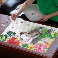 Aloha Hawaii Nene Goose Puzzle Tropical Flowers Watercolor Stylized LT14 - Polynesian Pride