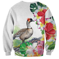 Aloha Hawaii Nene Goose Sweatshirt Tropical Flowers Watercolor Stylized LT14 - Polynesian Pride