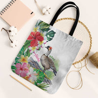 Aloha Hawaii Nene Goose Tote Bag Tropical Flowers Watercolor Stylized LT14 Black Strap One Size White - Polynesian Pride