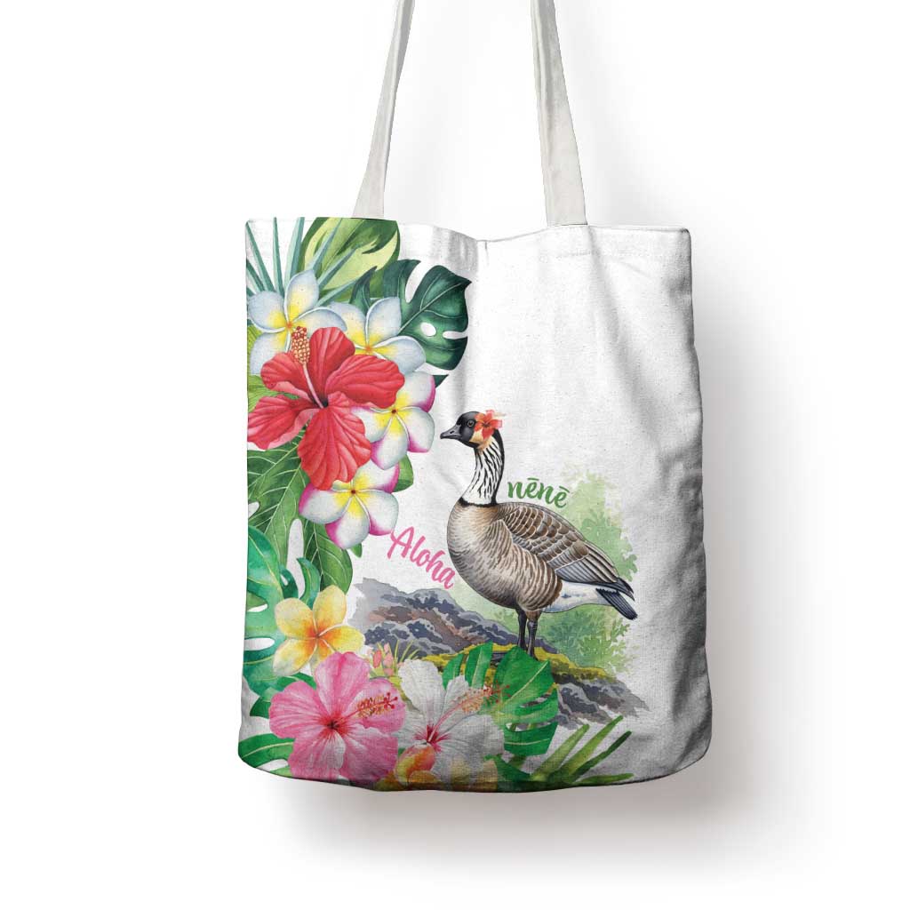 Aloha Hawaii Nene Goose Tote Bag Tropical Flowers Watercolor Stylized LT14 - Polynesian Pride