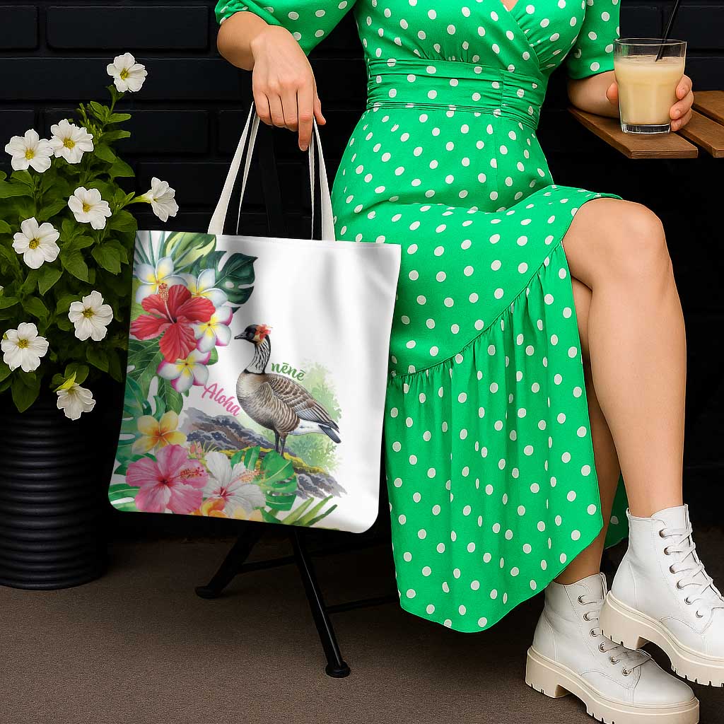 Aloha Hawaii Nene Goose Tote Bag Tropical Flowers Watercolor Stylized LT14 - Polynesian Pride