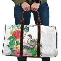 Aloha Hawaii Nene Goose Travel Bag Tropical Flowers Watercolor Stylized LT14 White - Polynesian Pride