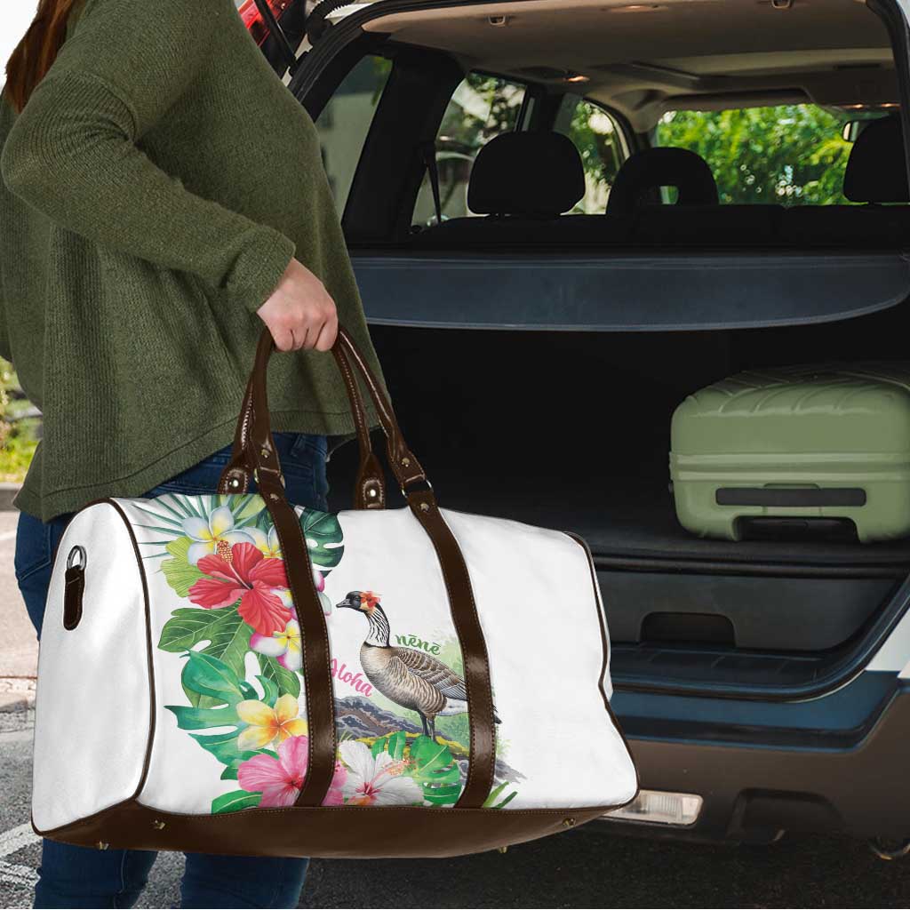 Aloha Hawaii Nene Goose Travel Bag Tropical Flowers Watercolor Stylized LT14 - Polynesian Pride