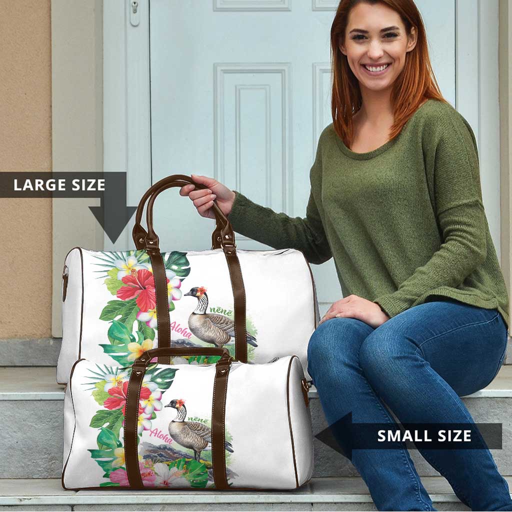 Aloha Hawaii Nene Goose Travel Bag Tropical Flowers Watercolor Stylized LT14 - Polynesian Pride