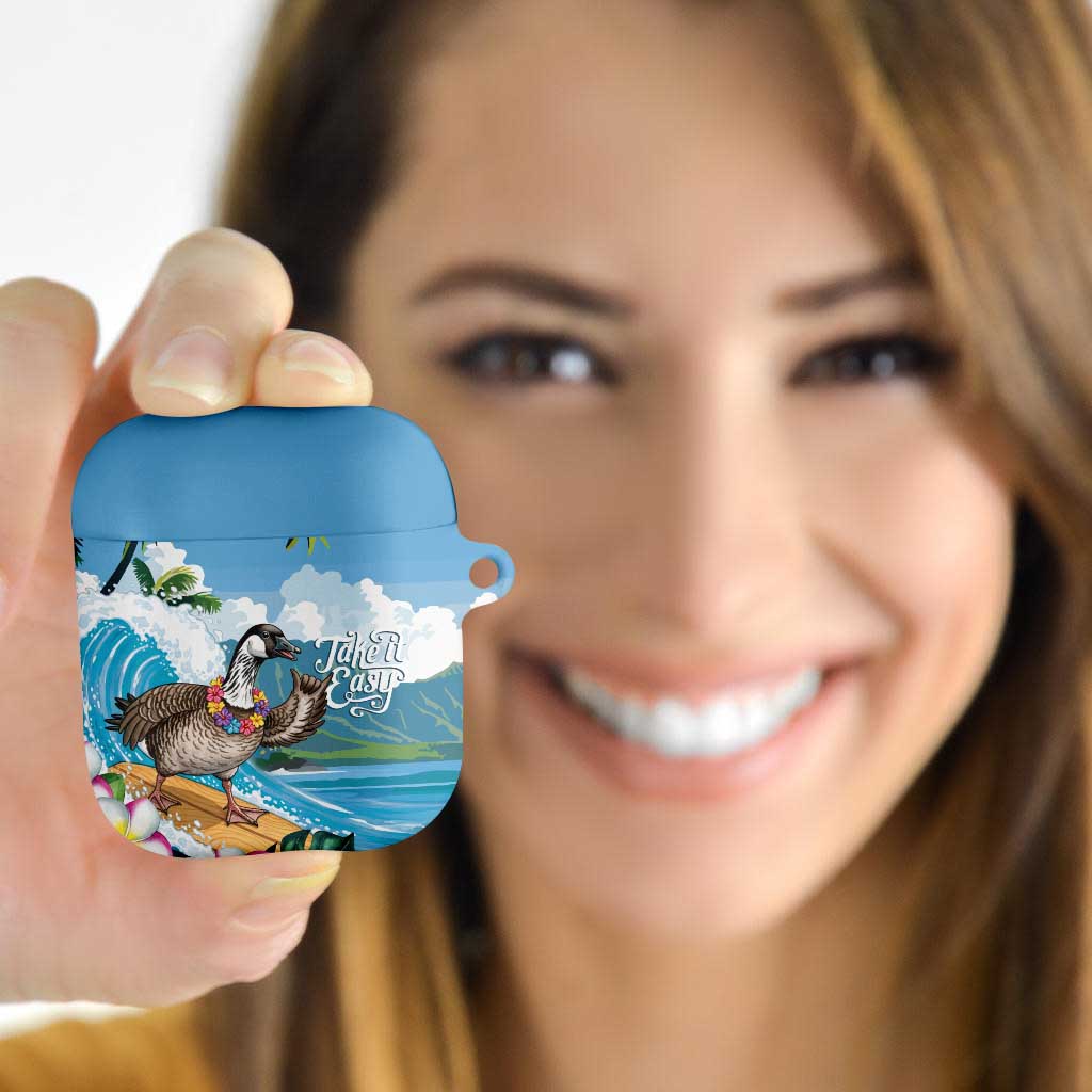 Aloha Hawaii Shaka Nene Goose AirPods Case Surfing Take It Easy LT14 Blue - Polynesian Pride