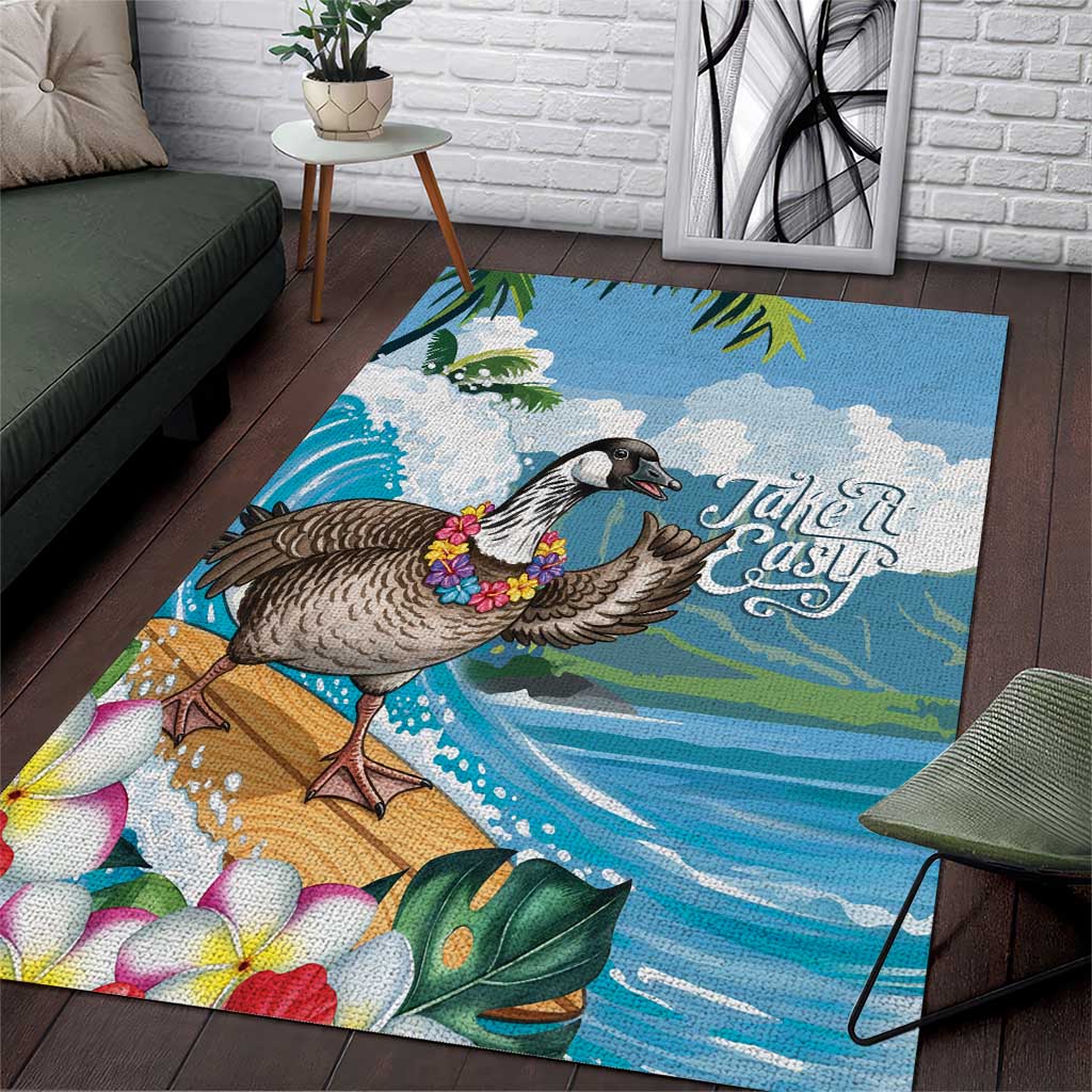 Aloha Hawaii Shaka Nene Goose Area Rug Surfing Take It Easy LT14 Blue - Polynesian Pride