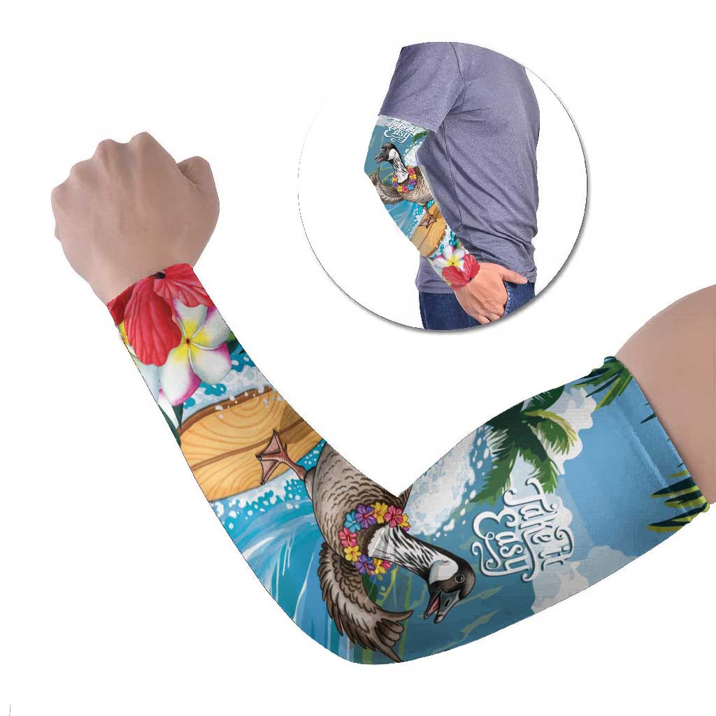 Aloha Hawaii Shaka Nene Goose Arm Sleeves Surfing Take It Easy LT14 Set of 2 Blue - Polynesian Pride