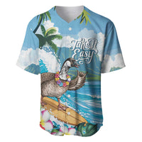 Aloha Hawaii Shaka Nene Goose Baseball Jersey Surfing Take It Easy LT14 Blue - Polynesian Pride