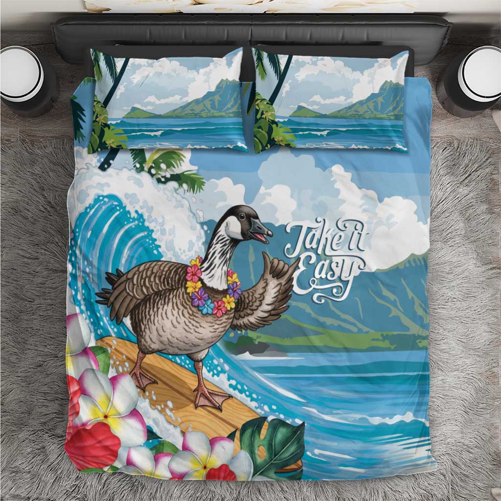 Aloha Hawaii Shaka Nene Goose Bedding Set Surfing Take It Easy LT14 Blue - Polynesian Pride