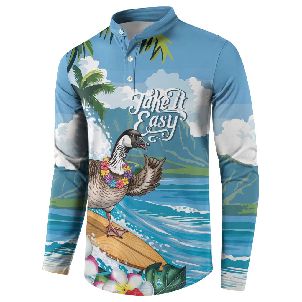 Aloha Hawaii Shaka Nene Goose Button Sweatshirt Surfing Take It Easy LT14 - Polynesian Pride