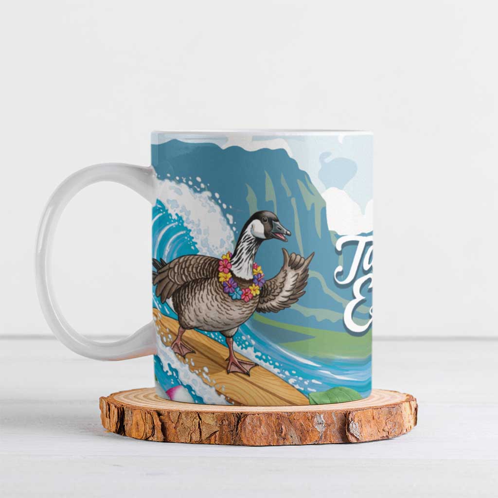 Aloha Hawaii Shaka Nene Goose Ceramic Mug Surfing Take It Easy LT14 Blue - Polynesian Pride