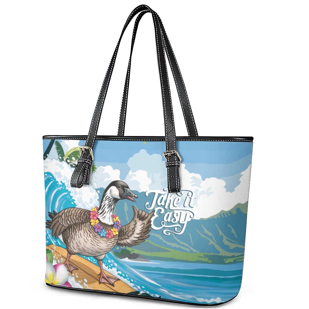 Aloha Hawaii Shaka Nene Goose Leather Tote Bag Surfing Take It Easy LT14 - Polynesian Pride