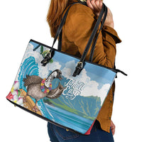 Aloha Hawaii Shaka Nene Goose Leather Tote Bag Surfing Take It Easy LT14 - Polynesian Pride