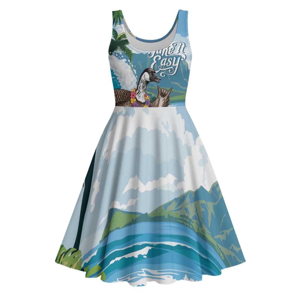 Aloha Hawaii Shaka Nene Goose Midi Dress Surfing Take It Easy LT14 Blue - Polynesian Pride