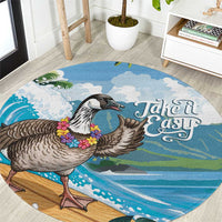 Aloha Hawaii Shaka Nene Goose Round Carpet Surfing Take It Easy LT14 Blue - Polynesian Pride