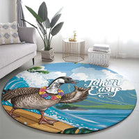 Aloha Hawaii Shaka Nene Goose Round Carpet Surfing Take It Easy LT14 - Polynesian Pride