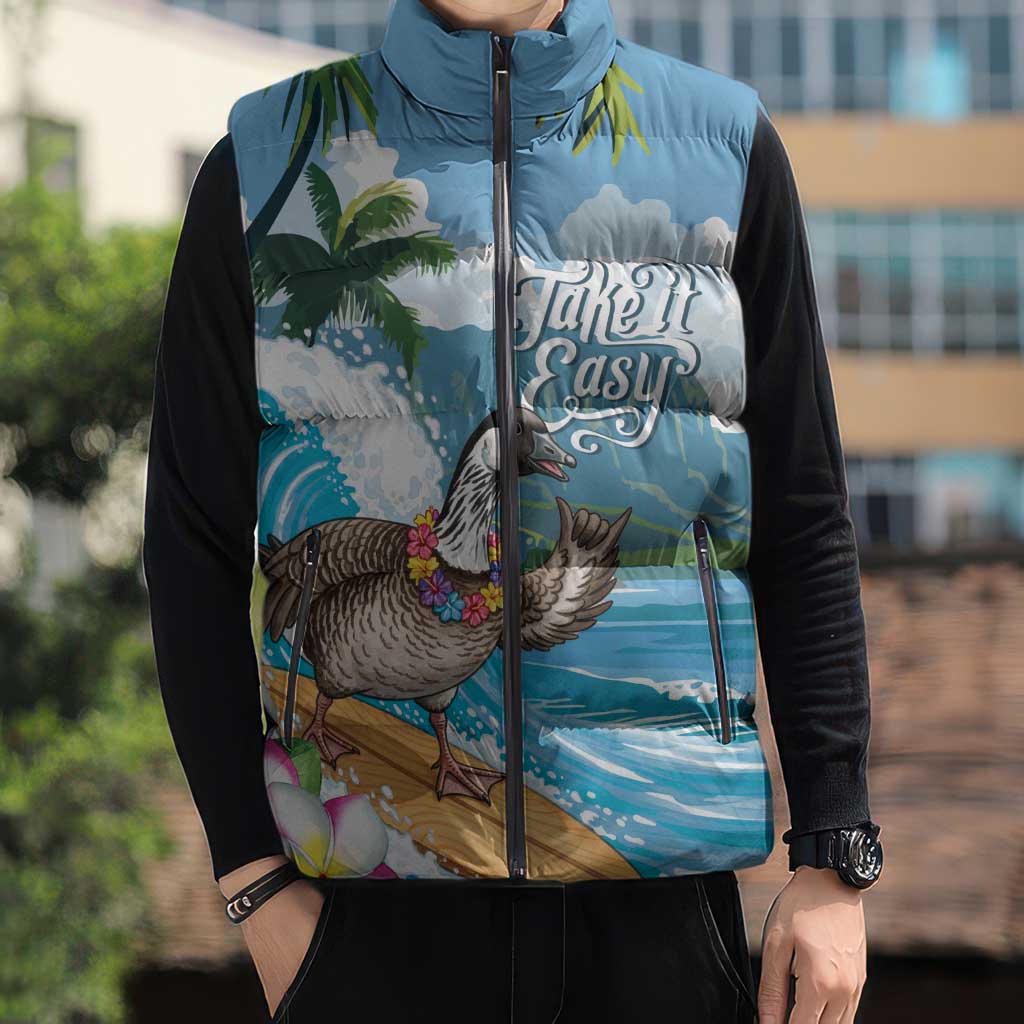 Aloha Hawaii Shaka Nene Goose Sleeveless Puffer Jacket Surfing Take It Easy LT14 - Polynesian Pride