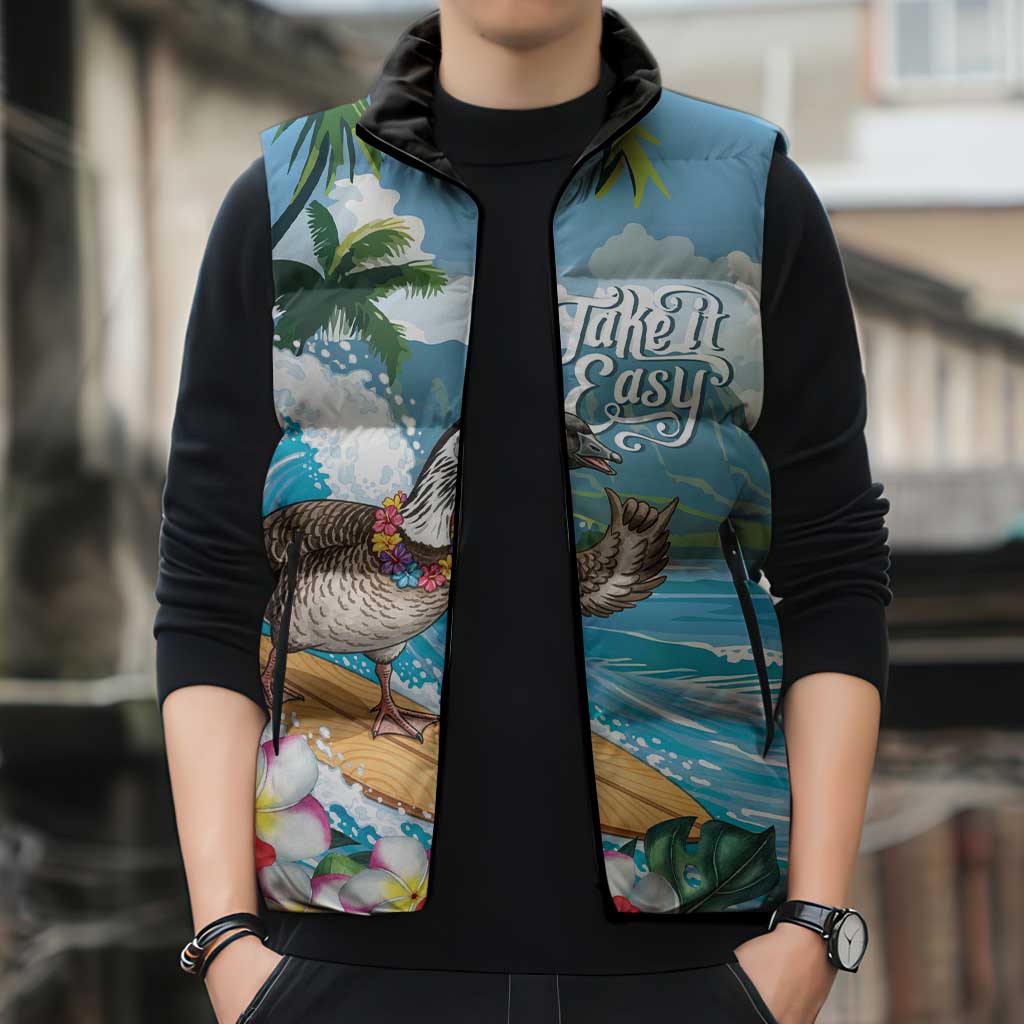 Aloha Hawaii Shaka Nene Goose Sleeveless Puffer Jacket Surfing Take It Easy LT14 - Polynesian Pride