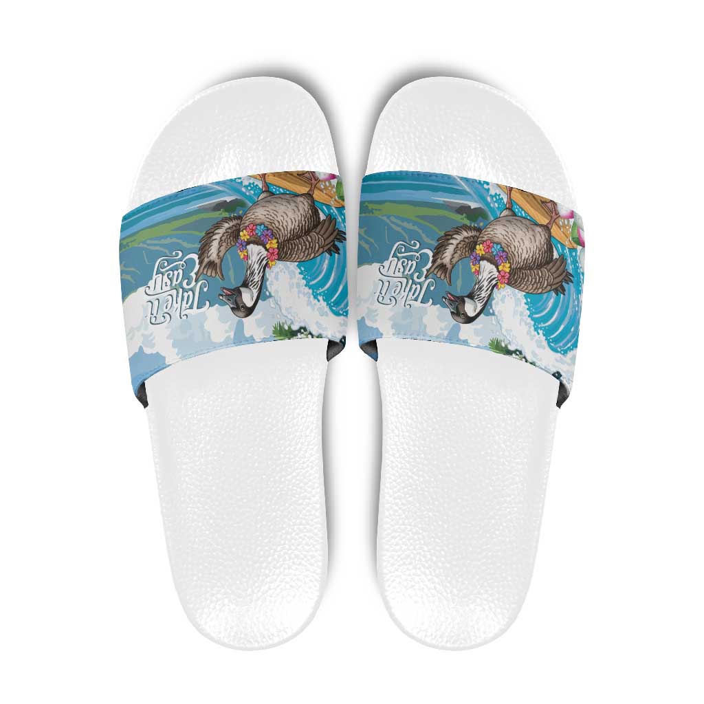 Aloha Hawaii Shaka Nene Goose Slide Sandals Surfing Take It Easy LT14 Blue - Polynesian Pride