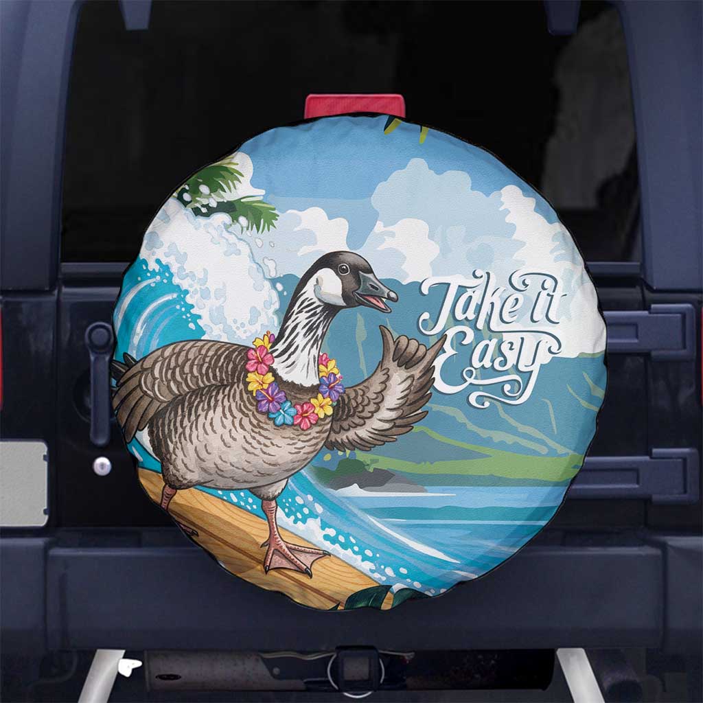 Aloha Hawaii Shaka Nene Goose Spare Tire Cover Surfing Take It Easy LT14 No hole Blue - Polynesian Pride