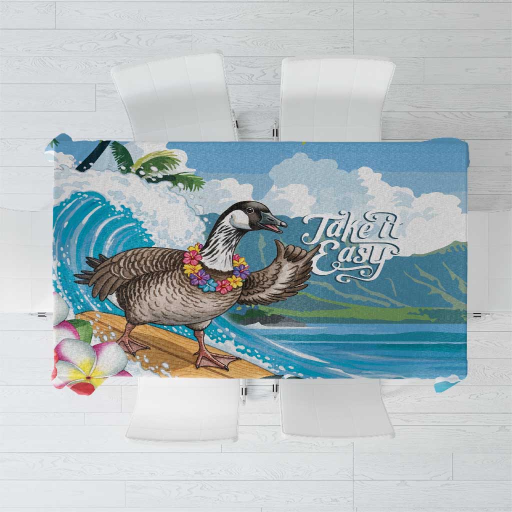 Aloha Hawaii Shaka Nene Goose Tablecloth Surfing Take It Easy LT14 Blue - Polynesian Pride
