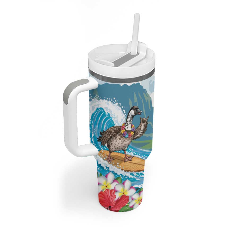 Aloha Hawaii Shaka Nene Goose Tumbler With Handle Surfing Take It Easy LT14 - Polynesian Pride