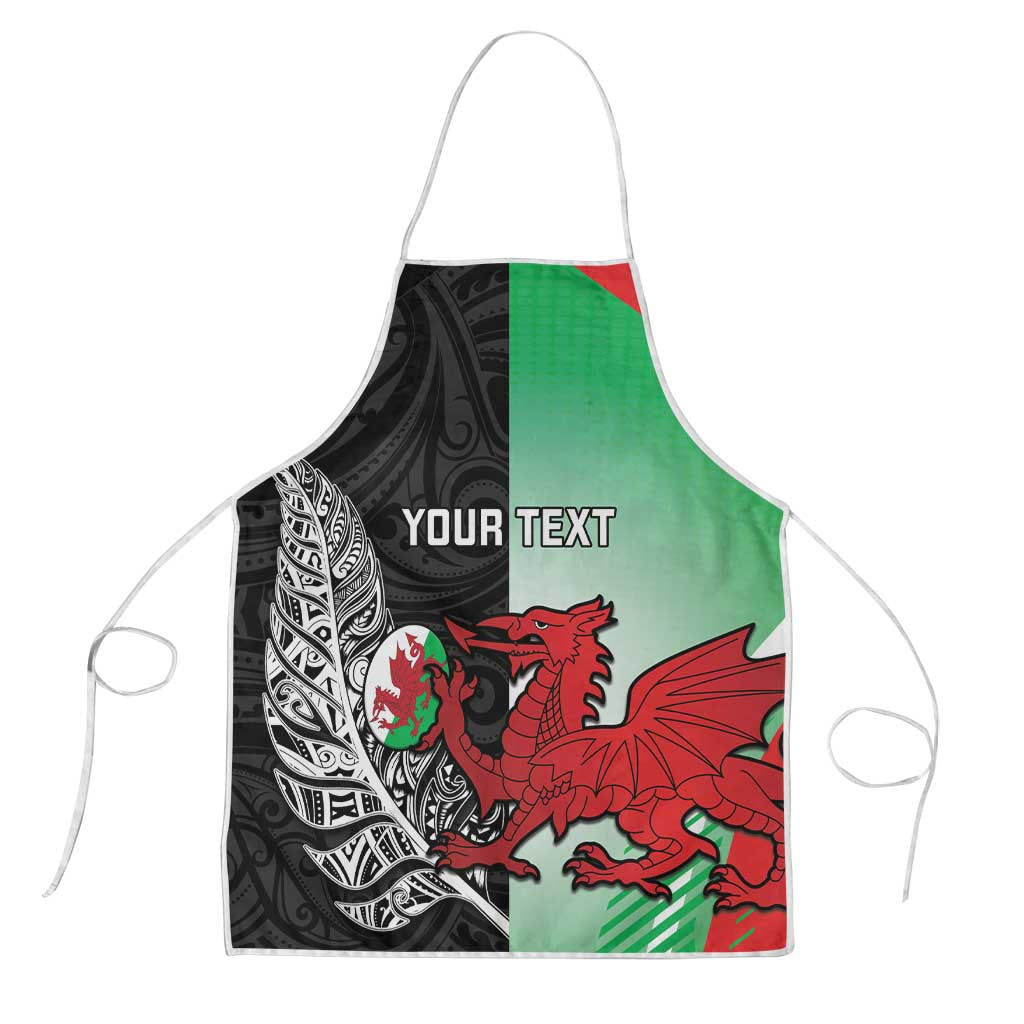 New Zealand and Wales Rugby Custom Apron Aotearoa All Black Combine Welsh Dragon LT14 Black - Polynesian Pride