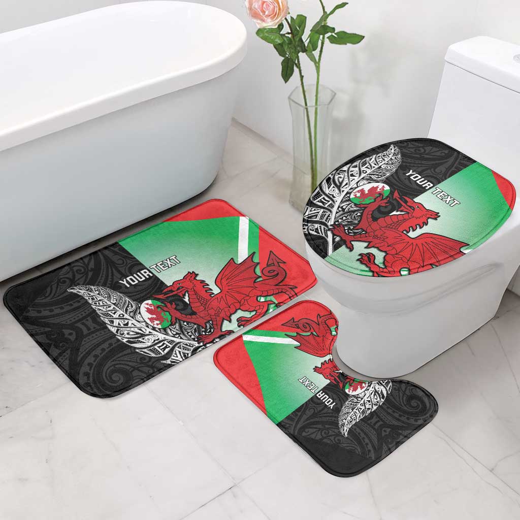 New Zealand and Wales Rugby Custom Bathroom Set Aotearoa All Black Combine Welsh Dragon LT14 - Polynesian Pride